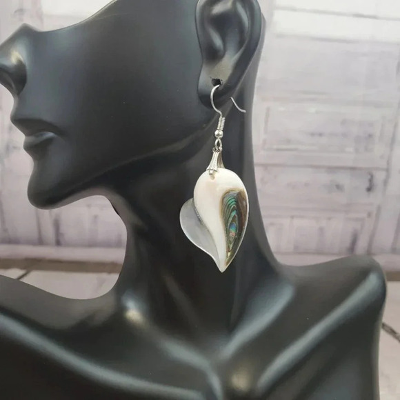 Heart Abalone Earrings - Picture 3 of 4